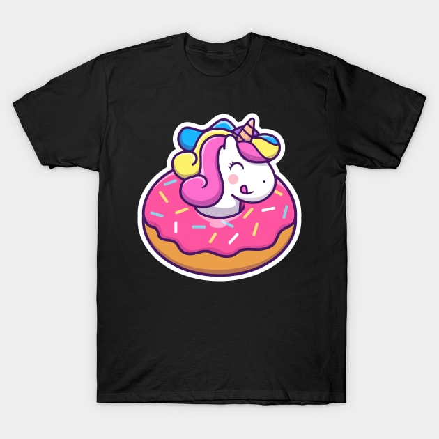 Cute unicorn doughnut cartoon T-Shirt by Catalyst Labs